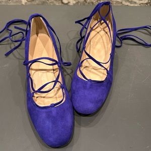 NWT J.Crew Brilliant Purple Lace Up Shoes - size 10